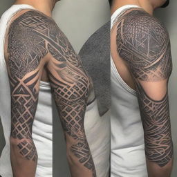 Create a detailed tattoo design featuring intricate patterns and bold lines