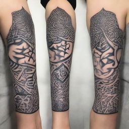 Create a detailed tattoo design featuring intricate patterns and bold lines