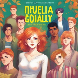 A book cover featuring an attractive girl with orange hair standing in the foreground