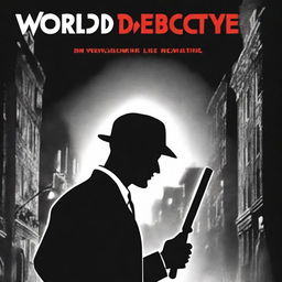 The cover features a silhouette of a detective, holding a magnifying glass, against a backdrop of dark city streets