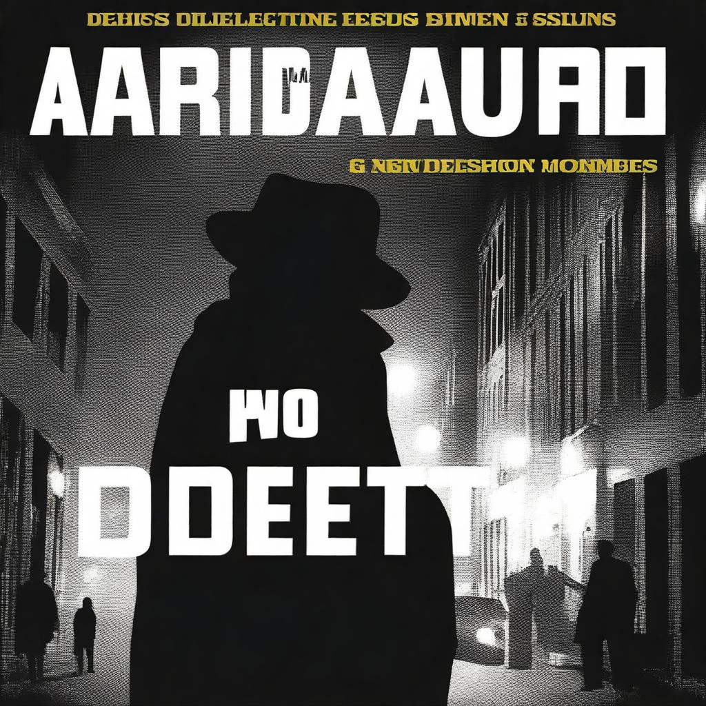 The cover features a silhouette of a detective, holding a magnifying glass, against a backdrop of dark city streets