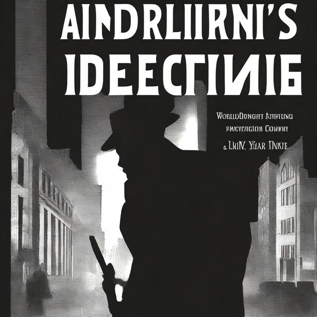 The cover features a silhouette of a detective, holding a magnifying glass, against a backdrop of dark city streets