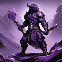 A fierce dragonborn barbarian stands tall with scales glistening under the sunlight, breathing a stream of purple fire