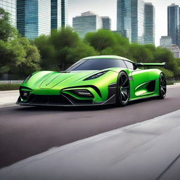 A high-definition image of a Koenigsegg Jesko, showcasing its sleek design, aerodynamic curves, and vibrant paint job