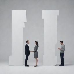 Two people, a man and a woman, separated by a giant, decorative letter 'S'. They appear to be a couple, engaged in a silent conversation with subtle expressions of unspoken emotions.