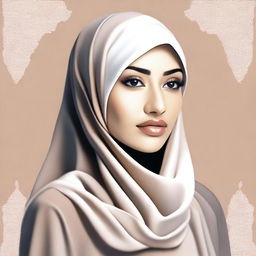 A tasteful and respectful portrayal of a woman wearing a hijab, depicted in a beautiful and elegant manner