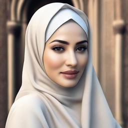 A tasteful and respectful portrayal of a woman wearing a hijab, depicted in a beautiful and elegant manner