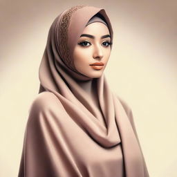 A tasteful and respectful portrayal of a woman wearing a hijab, depicted in a beautiful and elegant manner