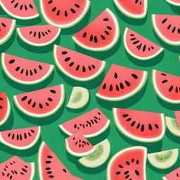 The cover features vibrant images of watermelon, melon, and cucumber arranged in a visually appealing, symmetrical layout