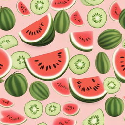 The cover features vibrant images of watermelon, melon, and cucumber arranged in a visually appealing, symmetrical layout