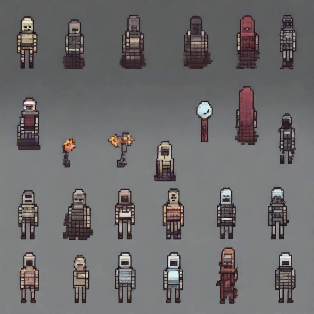 Create a 16-bit pixel art sprite in a top-down view featuring paranormal elements