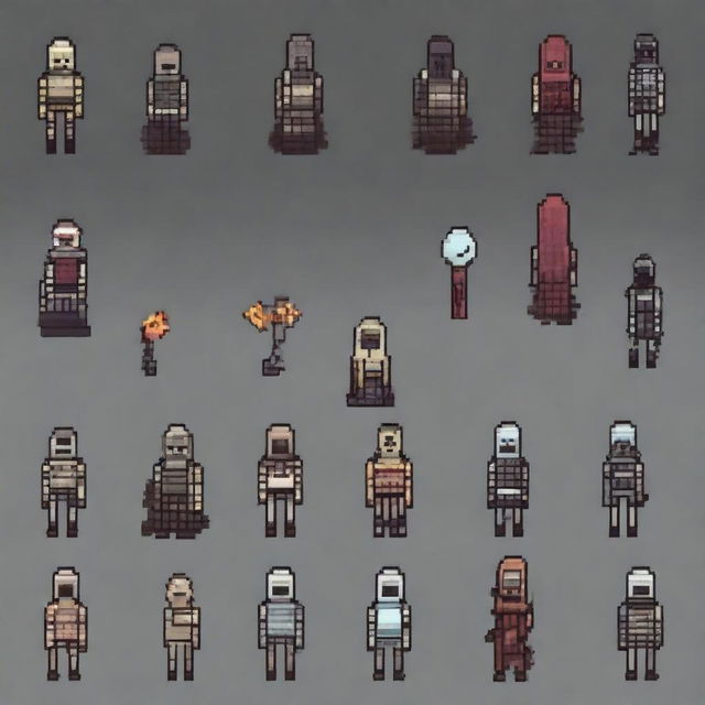 Create a 16-bit pixel art sprite in a top-down view featuring paranormal elements