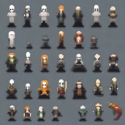 Create a 16-bit pixel art sprite in a top-down view featuring paranormal elements