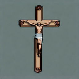 Create a 16-bit pixel art sprite in a top-down view featuring a crucifix