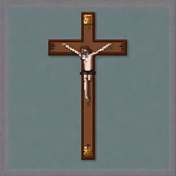 Create a 16-bit pixel art sprite in a top-down view featuring a crucifix