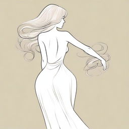 A blonde woman with a curvy figure, depicted from the back