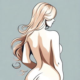 A blonde woman with a curvy figure, depicted from the back