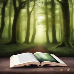 A captivating book cover featuring a mysterious forest with a hidden path