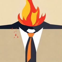 Create a minimalist movie poster featuring a necktie on fire