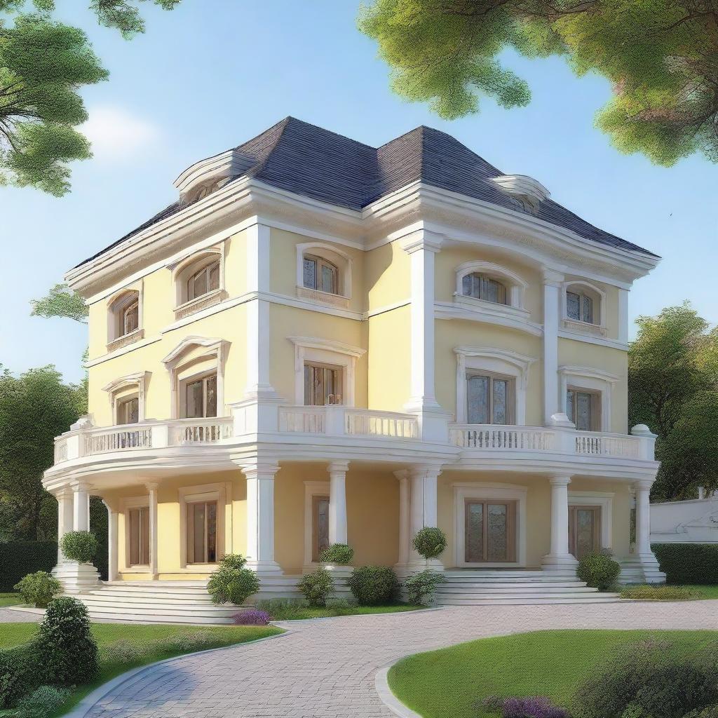 Design a self-build house in the style of a European villa