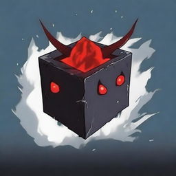 An anime-style devil cube with sharp, angular features and glowing red eyes