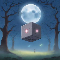 An anime-style scene where a cursed cube has been released