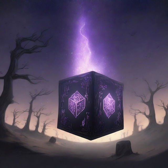 An anime-style scene where a cursed cube has been released