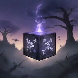 An anime-style scene where a cursed cube has been released