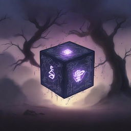 An anime-style scene where a cursed cube has been released