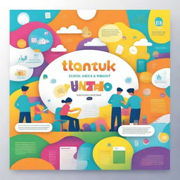 Design a colorful and vibrant cover page for a school magazine with the theme 'Teamwork'