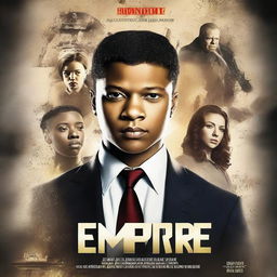 Create a movie poster for 'Empire Unleashed,' the second movie featuring sixteen-year-old Alex, a fugitive with dark blonde hair, who expands his trafficking empire while evading a highly skilled task force led by Agent Carter