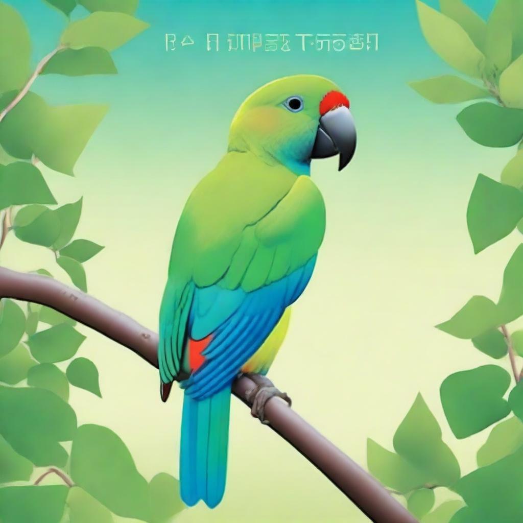 A vibrant cover page for a short story featuring a green ring-neck parrot