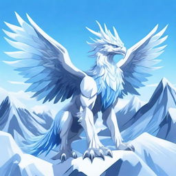 A majestic ice griffin depicted in an anime style