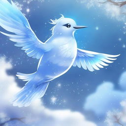 A stunning ice bird depicted in an anime style