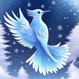 A stunning ice bird depicted in an anime style