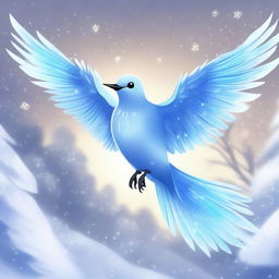 A stunning ice bird depicted in an anime style