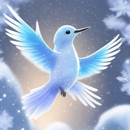 A stunning ice bird depicted in an anime style