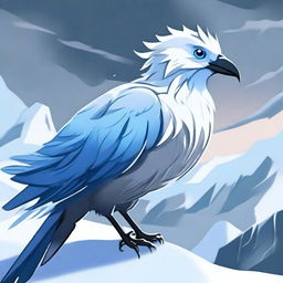 A fierce ice bird depicted in an anime style