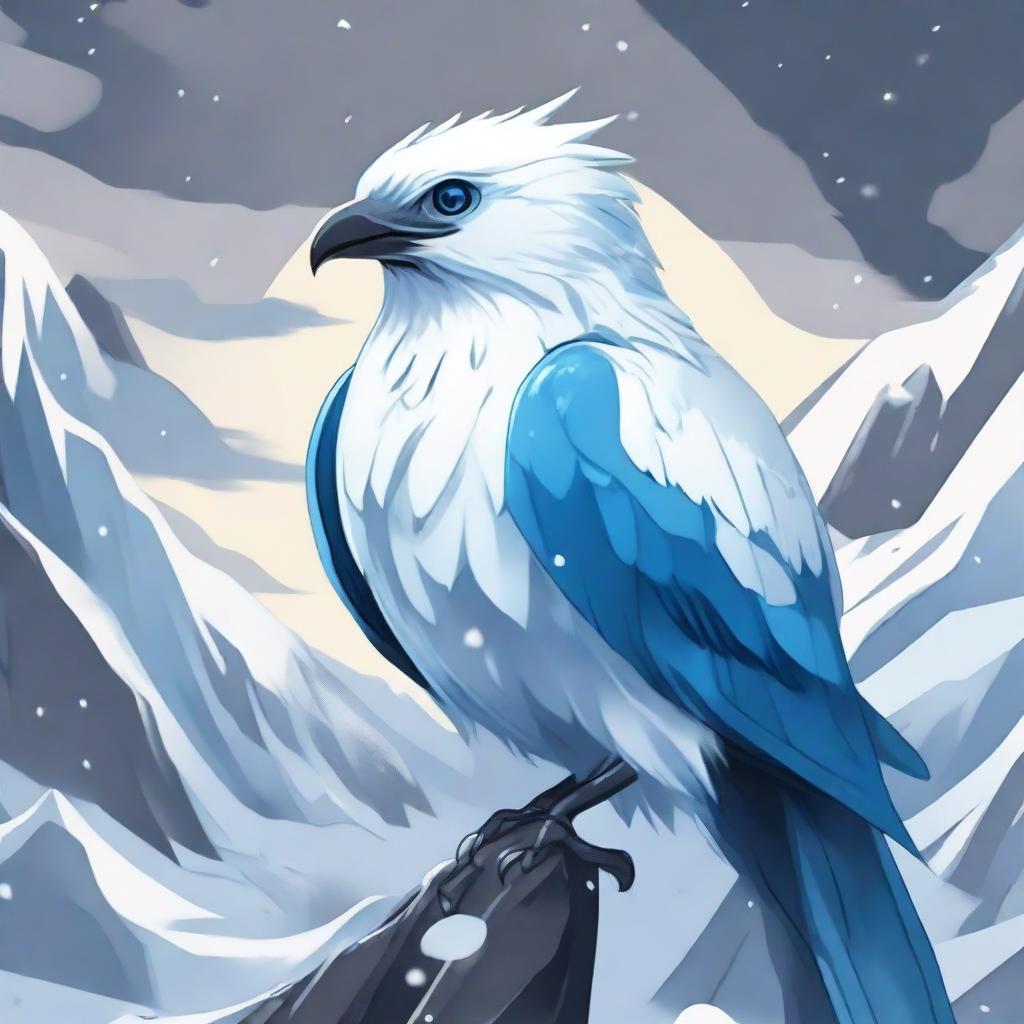 A fierce ice bird depicted in an anime style