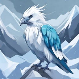 A fierce ice bird depicted in an anime style