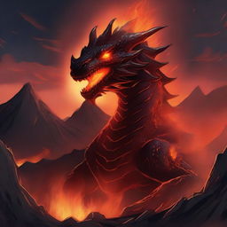 An angry lava fire dragon depicted in an anime style