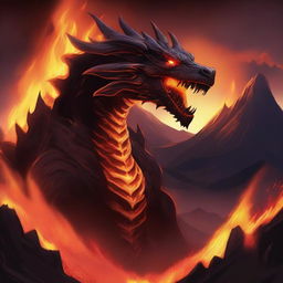 An angry lava fire dragon depicted in an anime style