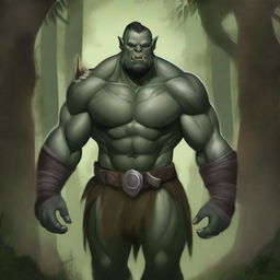 A detailed illustration of a male demiorc character