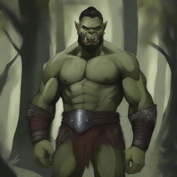 A detailed illustration of a male demiorc character