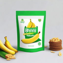 A simple, minimalist design for a stand-up pouch cover for Kerala banana chips