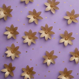 A light violet colored wall decorated with intricate small golden flowers