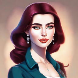 A detailed and vibrant portrait of a character named Natasha, showcasing her unique features and personality