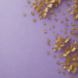 A light violet colored wall decorated with intricate small golden flowers