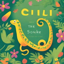 A charming book cover featuring Cicil the snake, a friendly and colorful snake with a cheerful expression