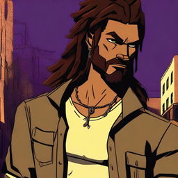 An African American half-wolf character with dreadlocks, resembling Bigby from 'The Wolf Among Us'